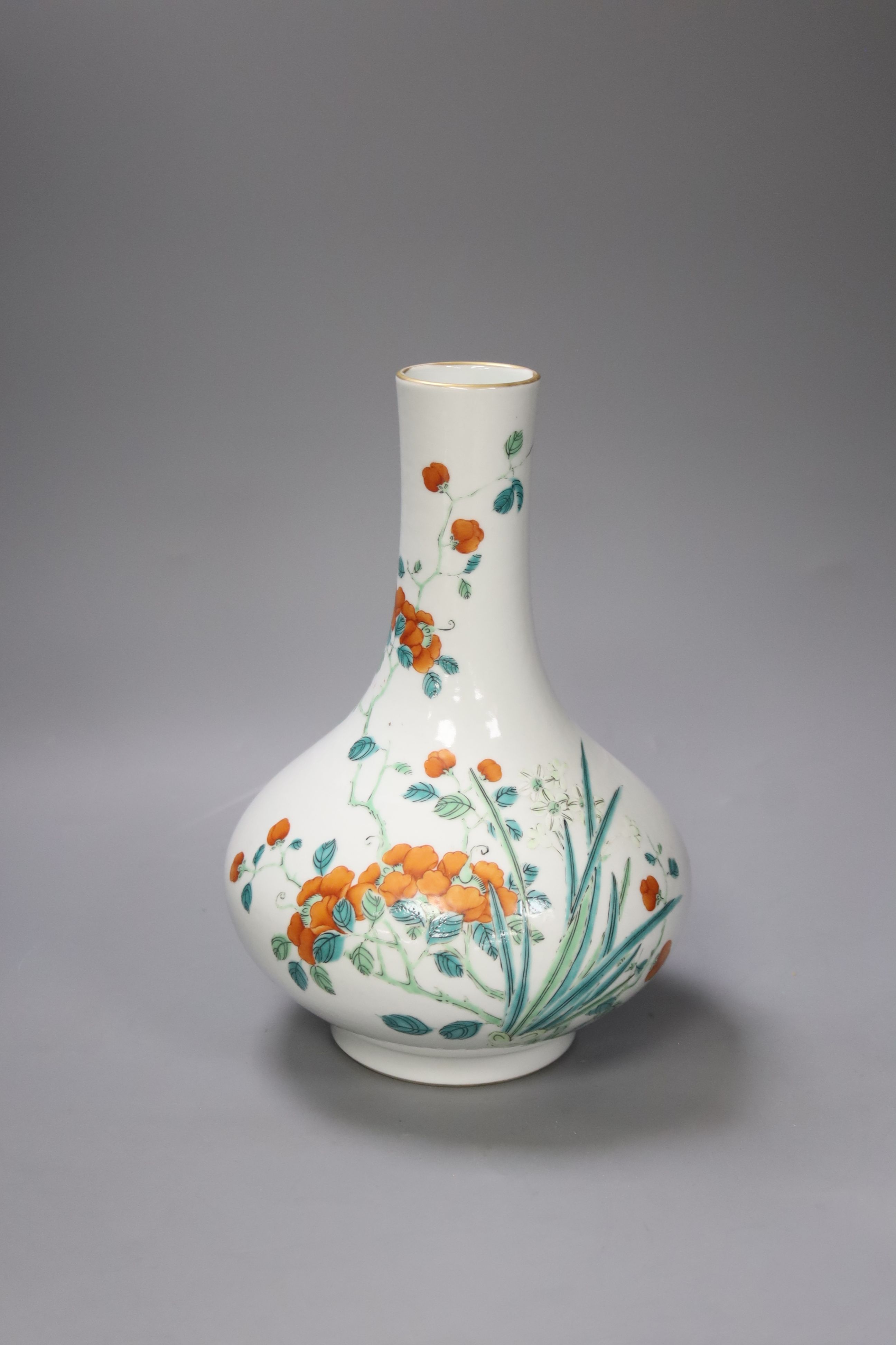 A Chinese enamelled porcelain bottle vase, height 25cm